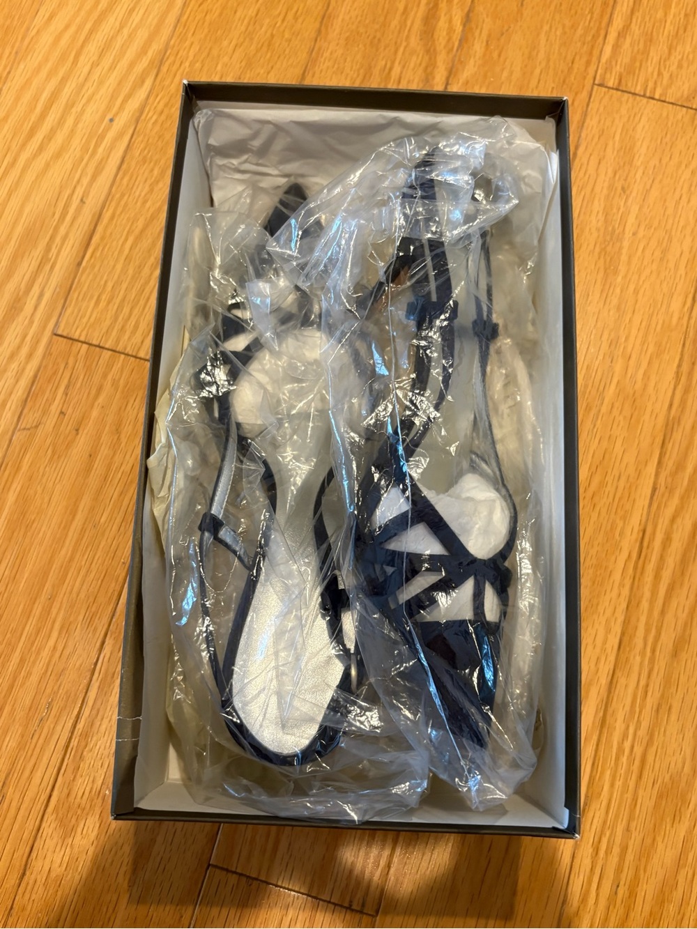 Anne Klein Navy Strappy Kitten Heels